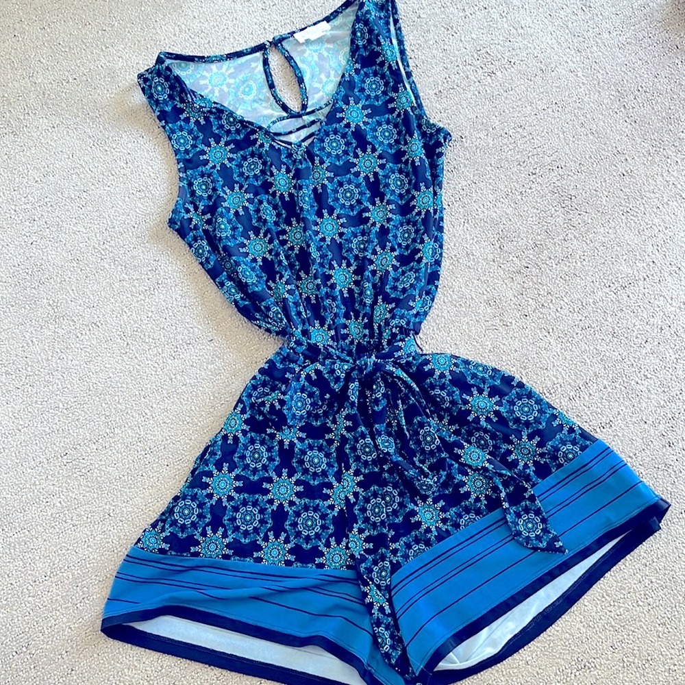 Patterned Blue Romper from Market & Spruce